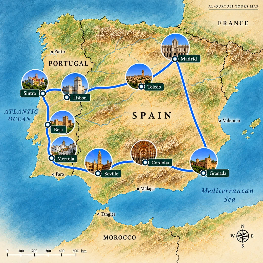 Route map for TWO SHORES OF IBERIA